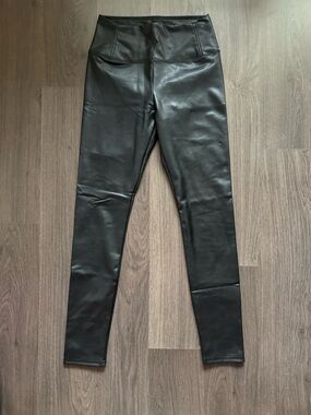 Black Faux Leather High-Waist Leggings